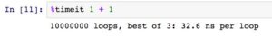 Abbildung 7: IPython Notebook ermöglicht komfortable Laufzeitmessung mit einer Zeile Code.