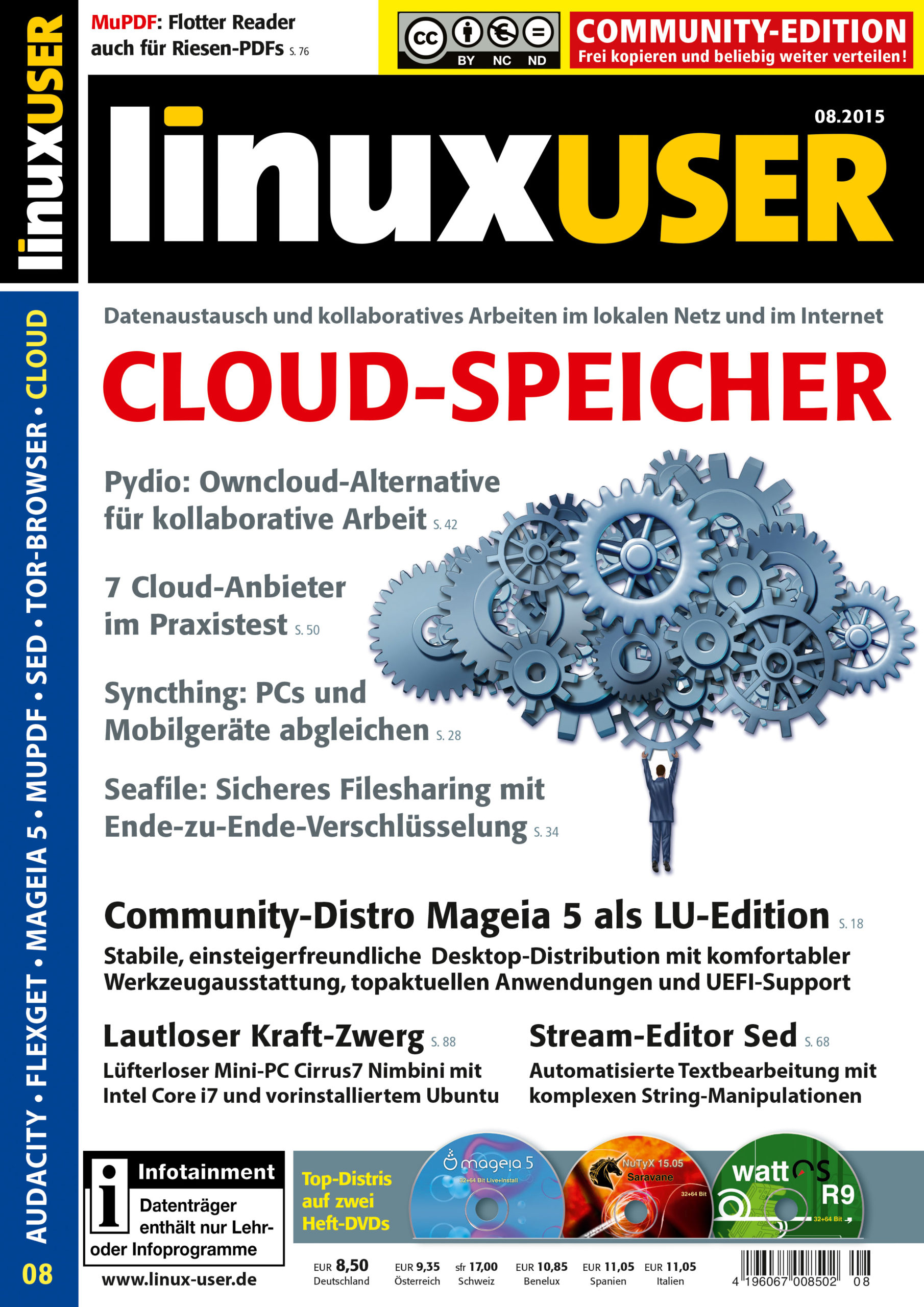 Heftcover LinuxUser Community Edition 08/2015
