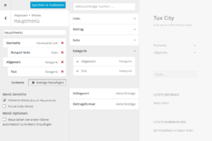 In WordPress 4.3 lassen sich jetzt auch die Menüs im Customizer anpassen.