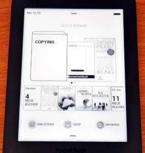 Abbildung 1: Das Hauptmenü des PocketBook Touch Lux 3.
