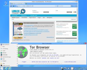 Abbildung 1: Im Tarnmodus imitiert Tails das Aussehen eines Windows-8-Desktops. Zudem lässt sich schon in der Login-Maske die MAC-Adresse des Systems abändern.