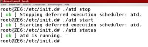 Abbildung 1: Stoppen, Starten und den Status eines Dienstes abfragen – mittels Init-Skript brauchen Sie dazu nur das passende Schlüsselwort als Parameter.