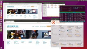 Abbildung 10: Mit einem Skalierungsfaktor von 1,5 ergibt sich ein gut benutzbarer Unity-Desktop. Gnome-Anwendungen setzen die Skalierung jedoch erst bei einem Faktor von 2 vollständig um.