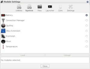 Abbildung 4: Mithilfe des Modul-Dialogs binden Sie kleine Applets in den Moksha-Desktop ein.