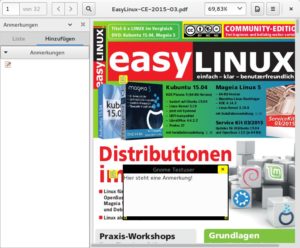 Abbildung 1: Über die Evince-Seitenleiste fügen Sie Notizen und Kommentare zu PDF-Dokumenten hinzu.