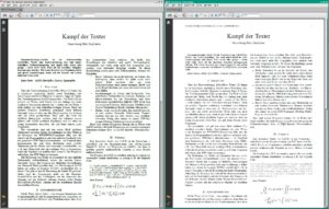 Abbildung 1: Die beiden Seiten enthalten den Anfang dieses Artikels im IEEE-Journal-Format. Links: Writer, rechts: LaTeX.