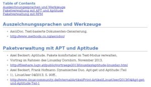 Abbildung 1: Die mithilfe von AsciiDoc aus einem Markdown-Dokument erzeugte Literaturliste auf der Basis von Listing 1.