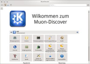 Abbildung 1: Ziemlich viel Raum räumen die Entwickler dem KDE-Logo ein. Bewertungen und andere Nebeninfos werden erst nach dem Hochscrollen des Inhalts sichtbar.