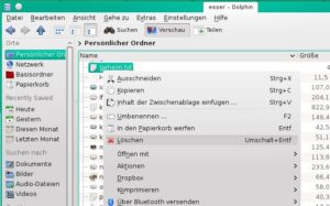 Abbildung 10: Das Kontextmenü einer Datei kann echtes Löschen und das weniger gefährliche Verschieben in den Mülleimer anbieten, wenn Sie es passend konfigurieren.