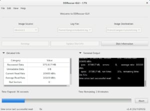 Abbildung 1: Ddrescue-GUI setzt alle wichtigen Funktionen des Kommandozeilenwerkzeugs Ddrescue in einer einfachen grafischen Oberfläche um.