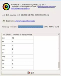 Abbildung 11: Photorecs GUI-Variante QPhotorec befindet sich noch in der Entwicklung.