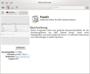 Abbildung 2: Die "Homepage" von Poedit in Muon.