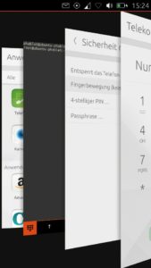 Abbildung 2: Schnell von rechts nach links gewischt erscheint der Überblick der geöffneten Anwendungen. Langsam wischend wechseln Sie durch die einzelnen Apps.