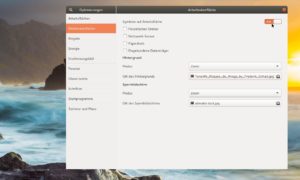 Abbildung 3: Mitunter hakt es unter Ubuntu 15.04 in den Systemeinstellungen beim Konfigurieren eines Hintergrundbildes. Das Gnome-Tweak-Tool und der Schalter "Symbole auf Arbeitsfläche" beheben das Problem.