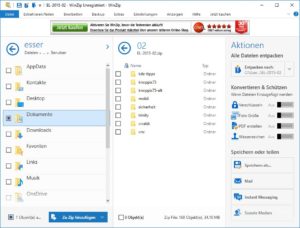 Abbildung 3: WinZip ist ein kommerzielles Windows-Programm für das Zip-Format, alle aktuellen Betriebssysteme bearbeiten das Format aber ohne Hilfe durch externe Software.