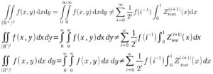 Abbildung 3: Diese Formel wurde in LaTeX (ganz oben) sowie zweimal in Writer (Mitte: Standardschrift, unten: angepasste Schriftart) erstellt.