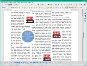 Abbildung 4: Das geht nur in Writer: Bilder frei auf der Seite platzieren und sie vom Text umfließen lassen. Mit dem runden Objekt hat aber selbst Writer Probleme; für die perfekte Umsetzung muss es dann doch ein DTP-Programm sein.