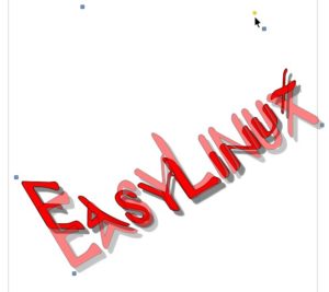 Abbildung 5: Über den kleinen gelben Punkt verzerren Sie Fontwork-Objekte. Fassen Sie ihn mit der Maus an und ziehen Sie den Schriftzug zurecht.