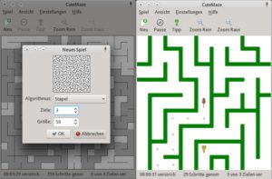 Abbildung 5: Cutemaze ist ein Pacman-ähnliches Spiel mit wechselnden und zunächst unbekannten Spielfeldern.