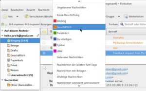 Abbildung 5: Die Anzeige der elektronischen Post können Sie über dieses Menü ganz bequem nach den Beschriftungen filtern.