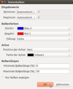 Abbildung 6: Datenbalken lassen sich nun optional mit einem Farbverlauf oder durchgängig einfärben sowie prozentual skalieren.