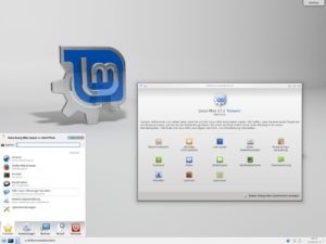 Abbildung 7: Mint 17.2 präsentiert eine klassische (aber aktuelle) KDE-Oberfläche mit Startmenü im KickOff-Stil.