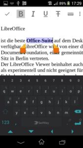 Abbildung 8: Der LibreOffice Viewer für Android wirkt vielversprechend, läuft aber noch nicht völlig stabil.
