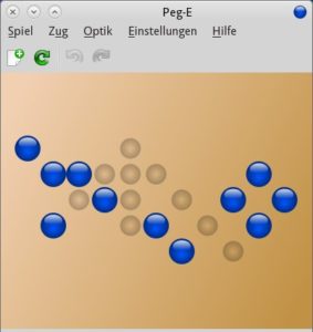 Abbildung 8: Peg-E ist eine Solitär-Variante. Figuren überspringen andere, um sie vom Feld zu nehmen.