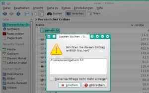 Abbildung 9: Für echtes Löschen brauchen Sie die Umschalttaste – entweder für die Tastenkombination <code srcset=