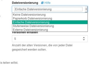 Abbildung 7: Die integrierte Versionierungsroutine erlaubt das genaue Festlegen, wie oft oder wie lange sie Änderungen an Dateien vorhält.
