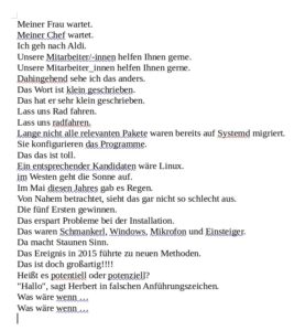 Abbildung 8: Die Ergebnisse des Duden-Korrektors 8.0 für Linux aus dem Vergleichstest.