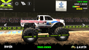 Mehrere Monster Trucks stehen zum Verkauf – wenn man sie sich denn leisten kann.