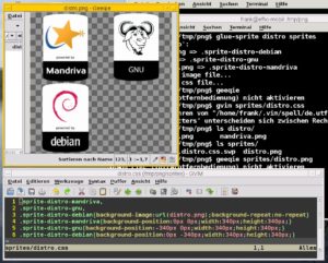 Abbildung 2: Glue-sprite kombiniert einzelne Bilder zu einer Datei und erzeugt darüber hinaus ein CSS, mit dem Sie die Bereiche dieses großen Bilds exakt ausgeben.