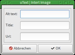 Abbildung 2: Beim Einfügen von Bildern geben Sie die relevanten HTML-Elemente in einem separaten Dialog ein.