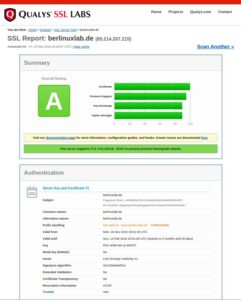 Abbildung 3: Der SSL-Test von Qualsys attestierte der Implementierung einwandfreie Funktion.