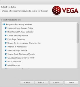 Abbildung 3: Bereits in der Grundeinstellung aktiviert der Security-Scanner Vega die meisten der integrierten Scan-Module.