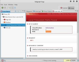 Abbildung 7: Auch bei automatischen Scans im Proxy-Modus blendet Vega Lösungsvorschläge für problematische Einstellungen ein.