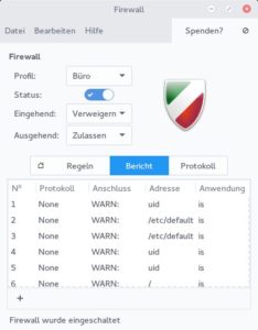 Abbildung 9: Die Firewall lässt sich ebenfalls bequem grafisch einstellen.