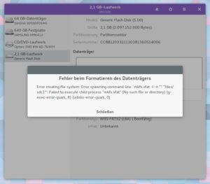 Abbildung 9: Arch verlangt vom Anwender, mitzudenken: So lässt sich ein Datenträger beispielsweise erst dann mit FAT formatieren, wenn Sie die dafür nötigen Tools installiert haben.