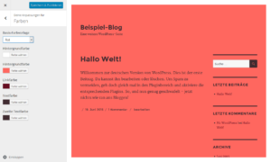 Das Theme Twenty Sixteen bietet auch ein rotes Farbschema.