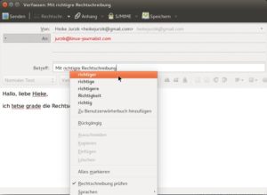 Abbildung 1: Kampf dem Fehlerteufel – Thunderbird kontrolliert Ihre Rechtschreibung wahlweise beim Verfassen von Mails oder vor dem Absenden.