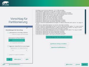 Abbildung 1: Bei den Einstellungen zur Partitionierung können Sie ein anderes Dateisystem (Ext4) auswählen.