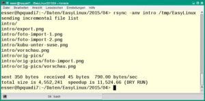 Abbildung 1: Bei Verwendung der Option "-a" kopiert "rsync" nicht nur rekursiv, sondern behält auch alle Dateieigenschaften bei.