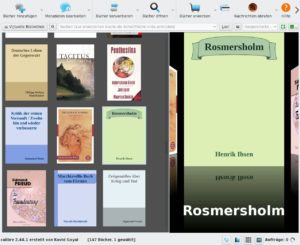 Abbildung 11: In der Cover-Übersicht wirken die E-Books richtig gegenständlich. Die Covers, die kein Bild enthalten, hat Calibre automatisch erzeugt.