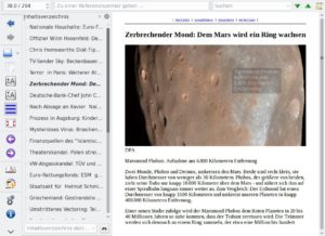 Abbildung 13: Calibre konvertiert die Online-Auftritte vieler Zeitungen täglich frisch in ein E-Book, das sich auf dem Display eines E-Book-Readers komfortabler lesen lässt als auf dem Computerschirm.