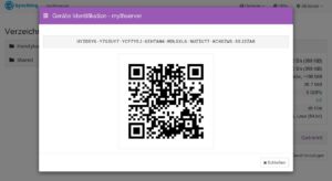 Abbildung 17: Syncthing identifiziert die Teilnehmer an der Synchronisation anhand eines ID-Schlüssels auch bei wechselnder IP-Adresse. Der QR-Code erleichtert die Übertragung aufs Smartphone.