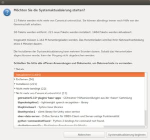 Abbildung 2: Dieses Dialogfenster informiert Sie über die anstehenden Änderungen. Klappen Sie die Abteilung "Details" aus für ausführliche Informationen.