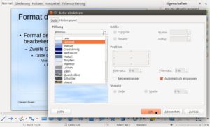 Abbildung 2: LibreOffice Impress bringt einige Hintergrundbilder für Ihre Folien mit. Diese passt das Programm auf Wunsch automatisch an die Foliengröße an.