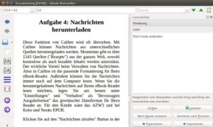 Abbildung 3: Calibre bringt einen eigenen E-Book-Viewer mit, der auch Lesezeichen verwaltet.