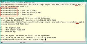 Abbildung 3: Der kleine, aber feine Unterschied: Ein abschließender Schrägstrich entscheidet darüber, ob "rsync" das Verzeichnis oder nur dessen Inhalt kopiert.